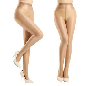 WiliW 2 Pairs Shiny Pantyhose for Women High Waist Silk Oil Shimmer Sheer Tights Ultra Oil Glossy Stockings