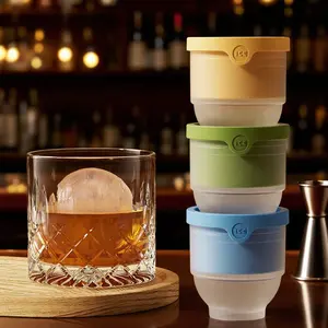 Whiskey Ice Ball Mold, Silicone Ice Ball Maker Mold with Individual Lid Easy Fill and Release Round Sphere Ice Mold for Cocktails Bourbon   3Pc