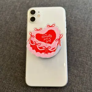 Coquette Heart “I’m Literally Just a Girl” MagSafe Phone Grip – Cute Bow Aesthetic Magnetic Pop Socket & Kickstand – Girly Accessory Gift