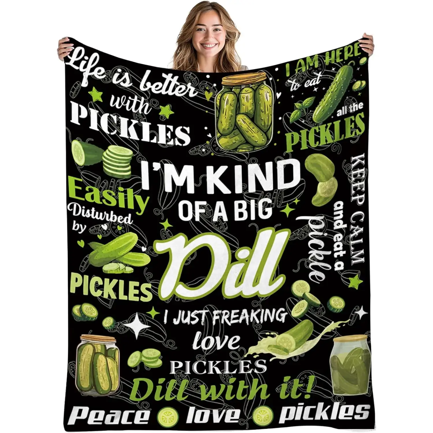 Pickle Blanket Gifts for Pickle Lovers, 60*80in Pickles Birthday Gifts for Women, Kids, Girl, Soft Warm Blanket for Pickles Lovers, Back to SchoolGift for Christmas Thanksgiving Day