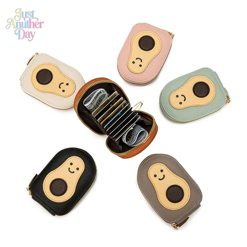 Cute Avocado Mini Card Holder Compact Coin Purse with Multiple Card Slots | Adorable Smiley Face Design | Soft Faux Leather | Perfect for Cards, Cash & Coins | Trendy Aesthetic Accessory | Ideal Gift for Avocado Lovers |Lightweight & Portable
