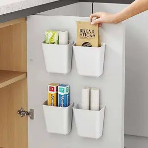 4 Piece Kitchen Cabinet Door Storage Box,Self Adhesive Wall Mounted Storage Box,Wardrobe/Bathroom/Refrigerator Small Items Organizer