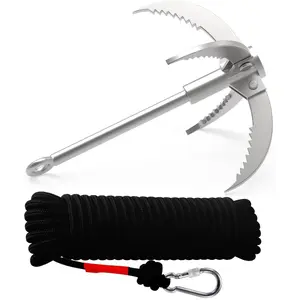 Ant Mag Grappling Hook Stainless Steel Claw Carabiner for Camping Hiking Tree Grabbing and Water Lifting Salvage
