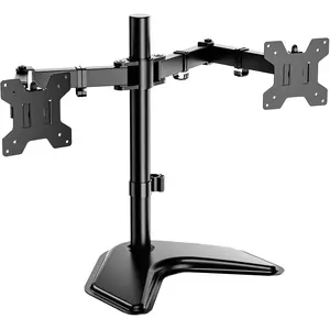 Free Standing Dual LCD Monitor Fully Adjustable Desk Mount Fits 2 Screens up to 27 inch, Weight Capacity per Arm 22 lbs
