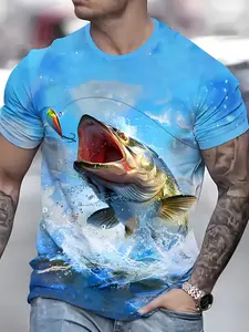 3D Digital Print Tropical Men's Fashion Trend Casual Short Sleeve, Suitable for Home and Outdoor Versatile Wear