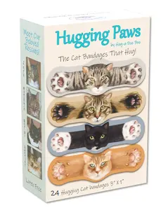 Hugging Paws Cat Themed Bandages from Hug-a-BooBoo, The Amazing Cat Bandages That Hug! Makes Healing BooBoos Fun! Features Beautiful Paintings of Actual Rescue Cats! Great Cat Lover Gift and Cat Stickers Too! 24 Count