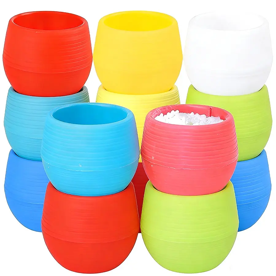 13 Pcs Plastic Succulent Pots, Pots for Plants, Mini Round Seedling Trays with Drainage, Space-Saving, Ideal for Home Office Desk and Balcony Decor, Planting Pots