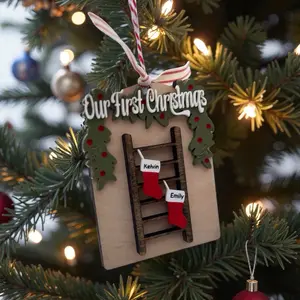 Custom Family Stocking Ladder Ornament Personalized Christmas Ornament Up to 6 Names Unique Holiday Decor