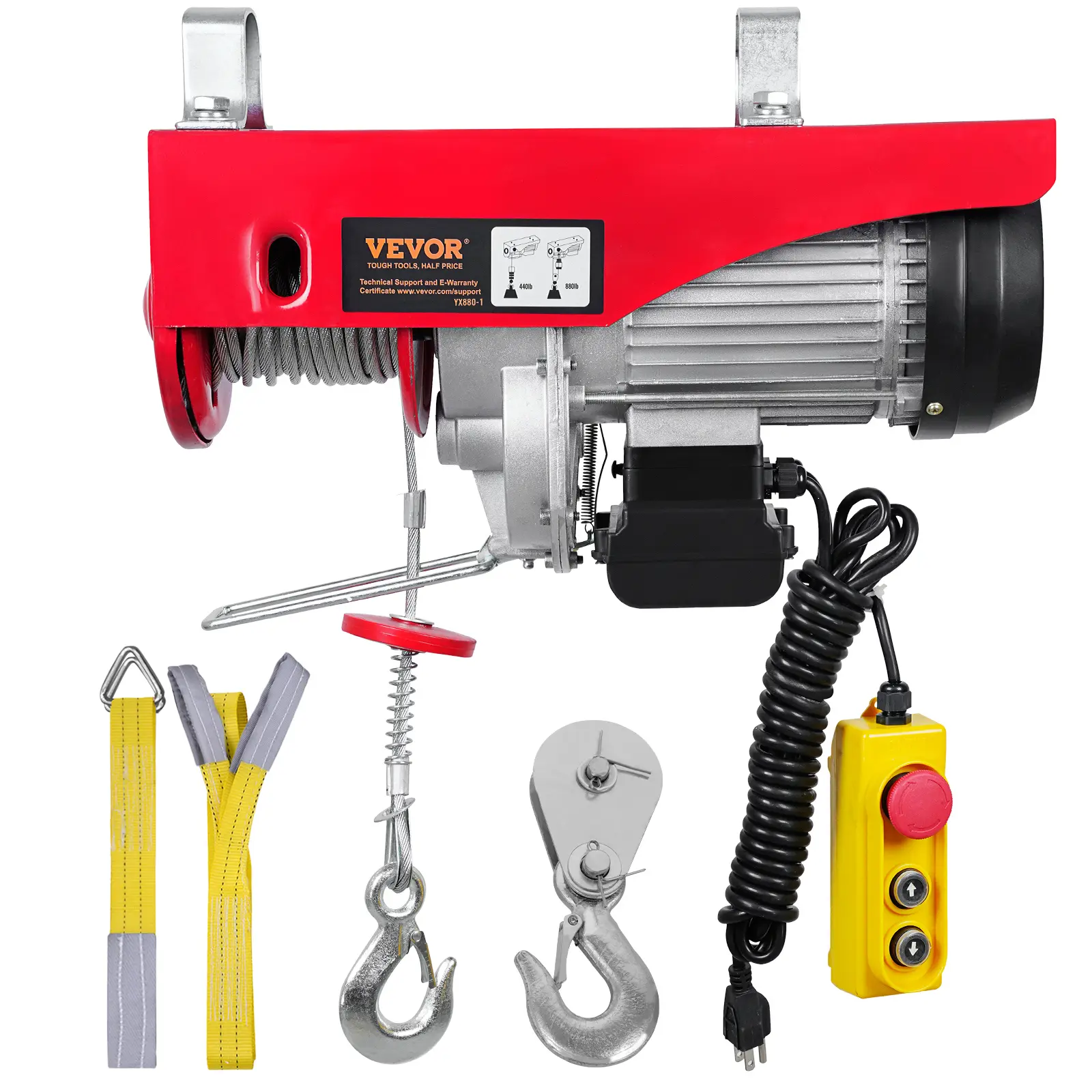 【summerfinds】VEVOR 880lbs Powerful Electric Winch Hoist - 110V Garage Lifting Machine, 14ft Wired Remote Control, 20-40ft Lifting Height, Convenient Installation, Electromagnetic Braking System, Ideal for Attic Warehouse (Father's Day Gift), Powerful Winc