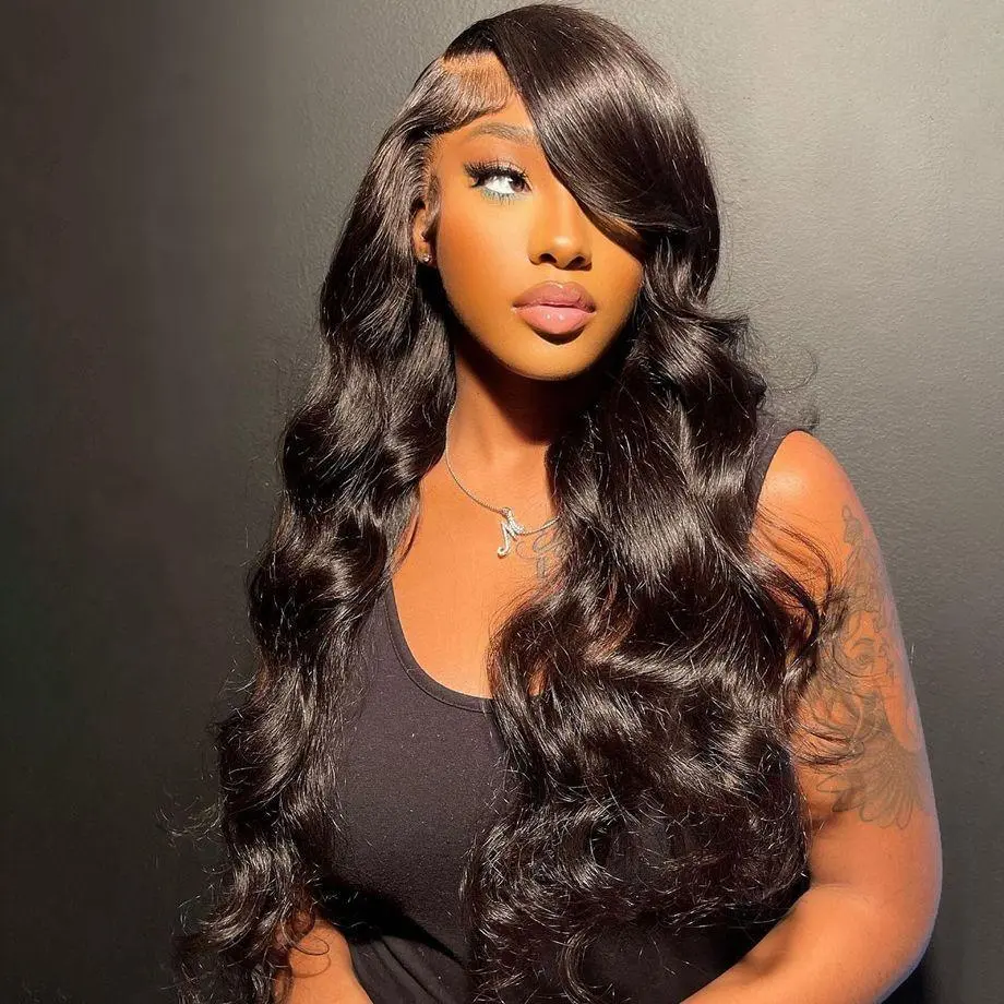 Dachic Hair 13x6 HD Transparent Lace Front Wigs Natural Black Body Wave Wig 180% Density 99J Burgundy Pre Plucked Brazilian Hair 613 Blonde Color Human Hair P4/27 Highlight Body Wave Wig Hot Red Color Wigs for Women