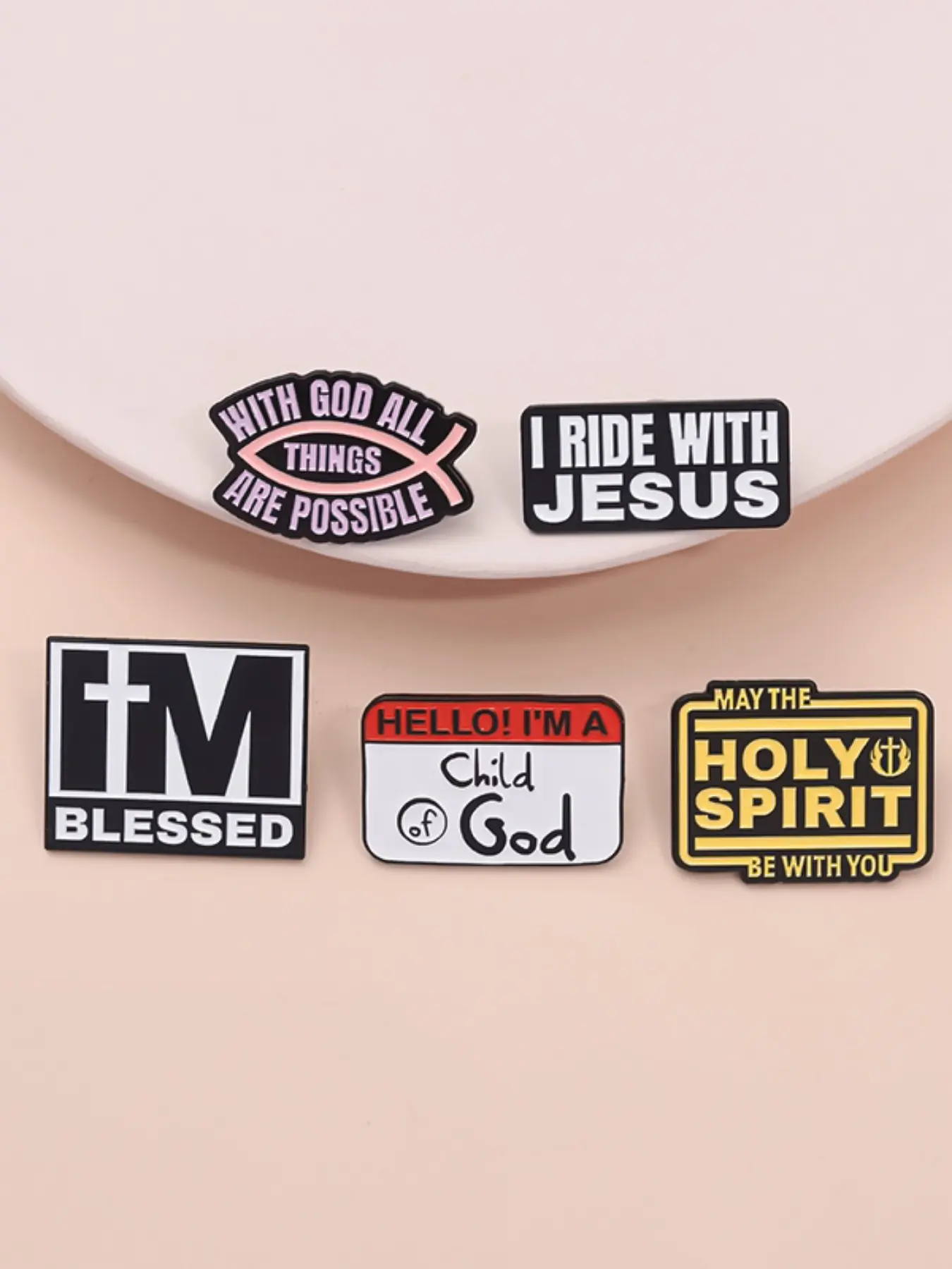 Christian Emotion Connection Badges Set, Blessing Quotes Colorful Design Drop Set Pins, Gift for Believers, Encouragement & Community Support, Clip, Fashion Accessory