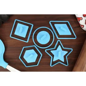Stamp Thumbprint Cookie Cutters - Circle, Hexagon, Rhombus, Square, Star Shapes