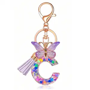 Initials Letter Keychain Resin English Letter Keychain Pendant Bag Purse Ornament Accessories