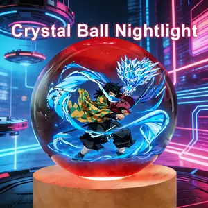 Anime Water Warrior 7-Color LED Crystal Ball Water Element Glowing Crystal Ball Decorative Ornament Ambience Decor for Bedroom & Gift