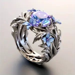 925 Silver Elegant Iris Ring Set with Sparkling Colored Crystals - Perfect for Weddings, Engagements, Anniversaries, Valentine'S Day, Thanksgiving, New Year'S Day Jewelry Gifts