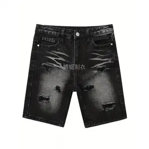 NewNewLittle Big Boys Ripped Denim Shorts Distressed Frayed Jean Shorts Comfortable Distressed Frayed Jean Shorts With Pocket, Street Style, Machine Washable, Spring Summer Clothing, Casual Jeans, Durable Pants