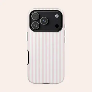 Pink & White Striped Mixed Color 1 Smartphone Case - Protective Cellphone Shell, Handheld Mobile Device Accessory for iPhone 17,16,15,14,13,12,11 Pro Max with Full Protection