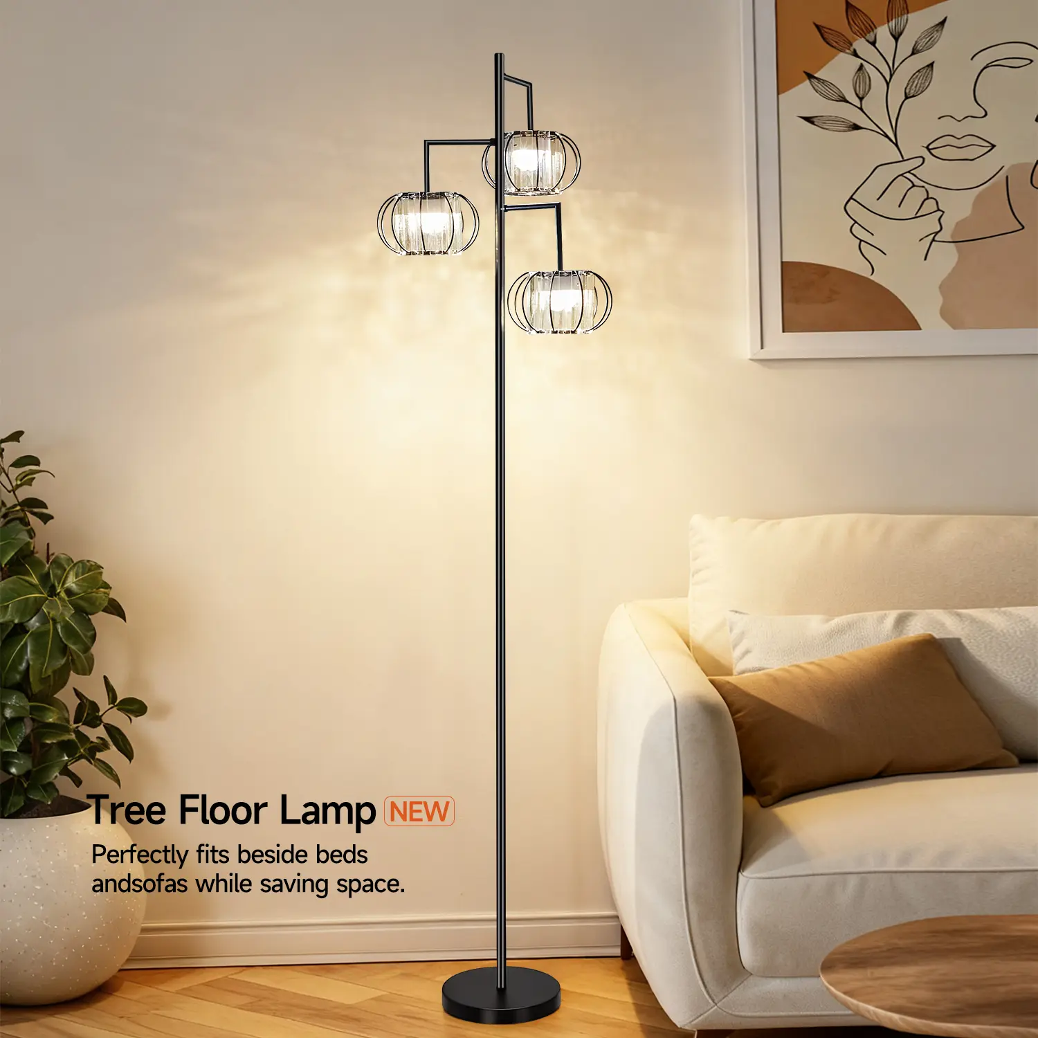 Elegant Wireless Crystal Floor Lamp - Rechargeable RGB Colorful Lights, Adjustable Lighting, Dimmable Brightness, Ambient Decoration Lamp for Bedroom, Living Room, with RGB Light Effect, Elegant Lighting, Adjustable Rgb Lighting