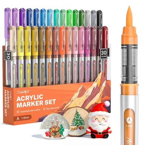 【Back to School Shopping】Flexible Tip Acrylic Paint Markers Set (30/24/18 Colors) - Waterproof Premium Painting Supplies, Colorful Drawing Markers for Easter, All Ages Multi-Surface Art Tool,techvibes