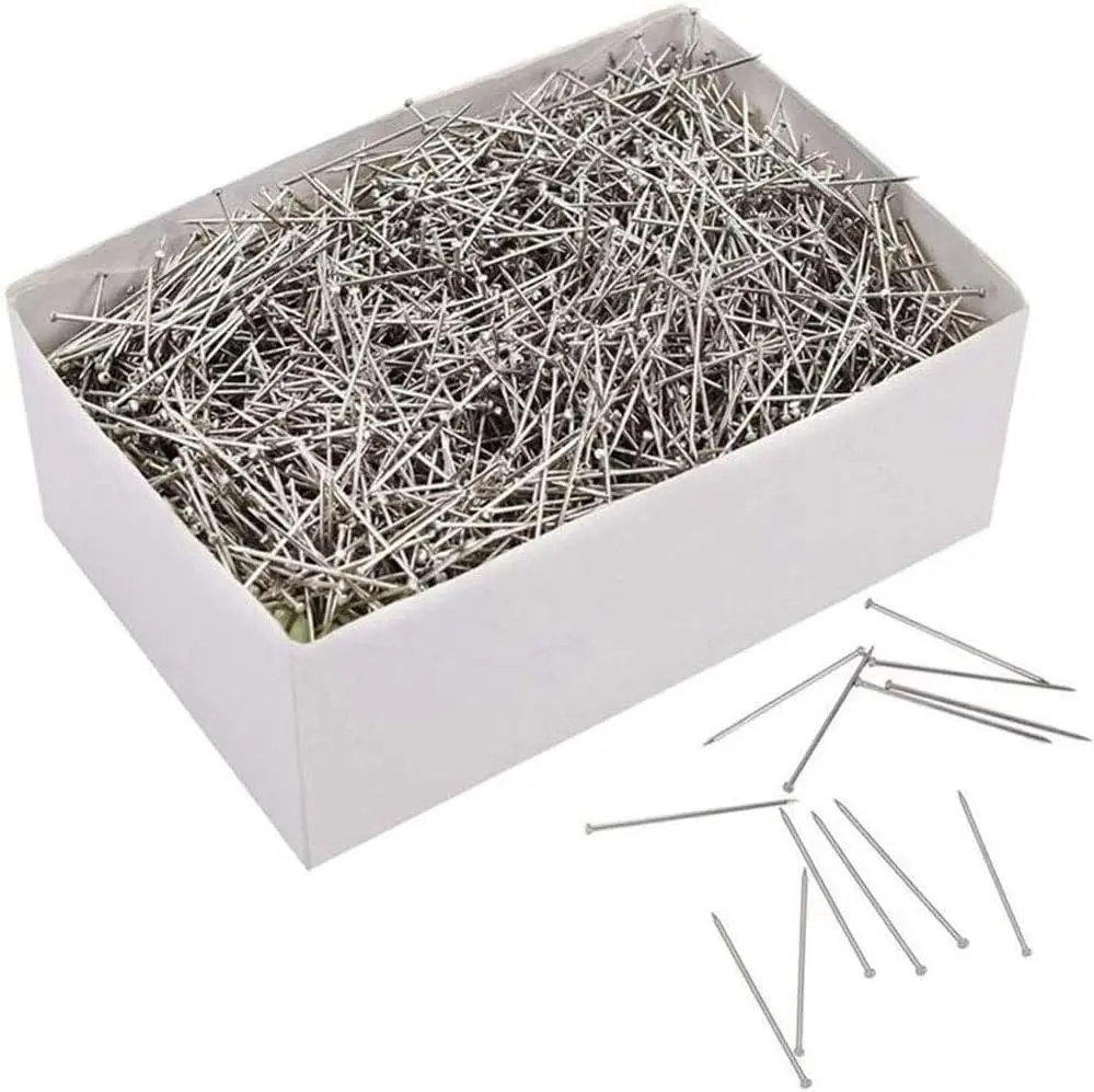 600pcs Stainless Steel Head Pins Fine Satin Pin Dressmaker Pins for Jewelry Making, Sewing and Craft, Nickel Plated, 26 mm