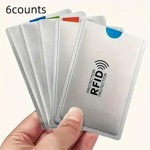RFID Blocking Business Card Holder, 6 Counts/set Aluminum Foil NFC Protective Card Holder, Desktop & Drawer Organizer for Credit Card, ID Card, Bank Card, Passport, Office Supplies