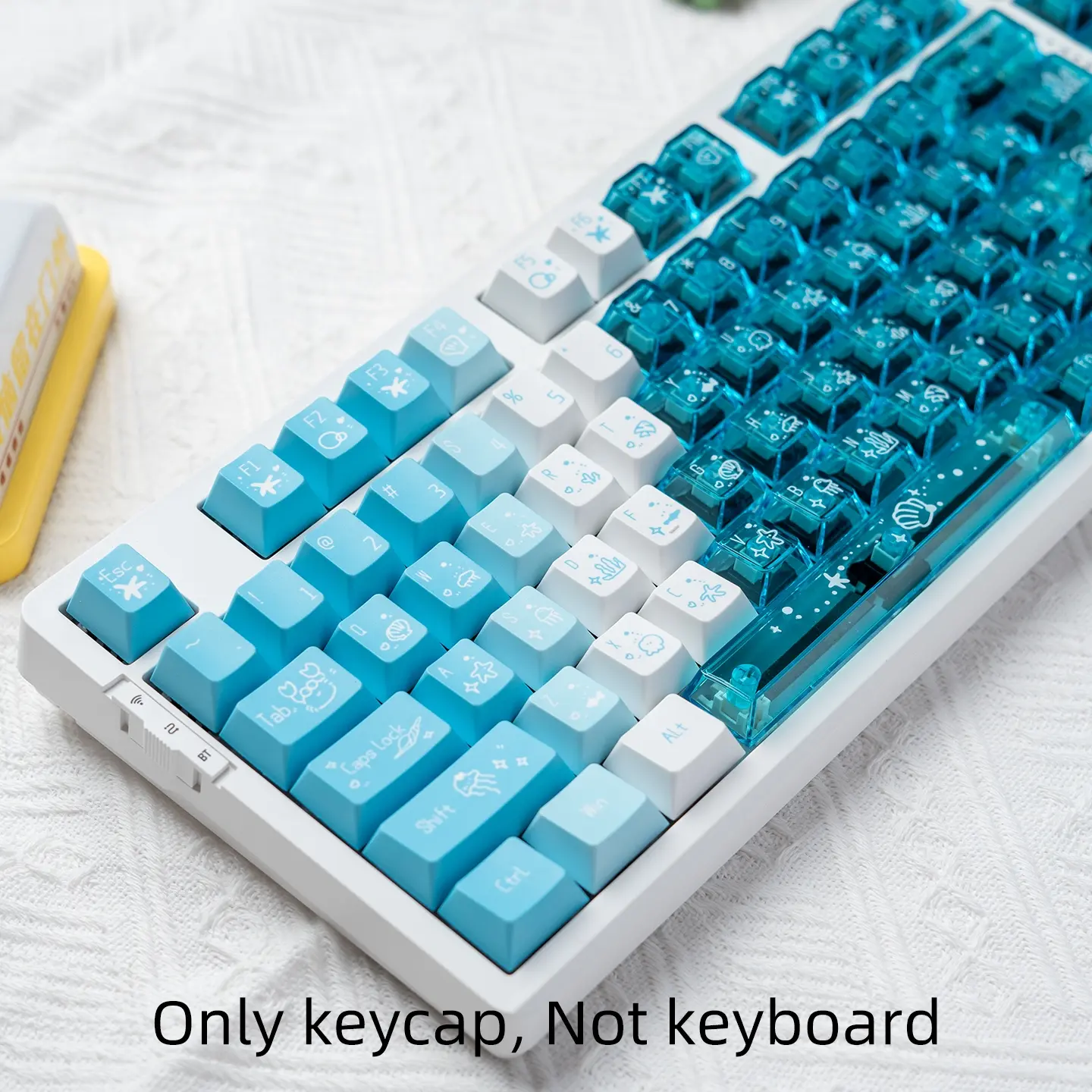 Mountain Lake Keyboard Keycaps, PC translucent, cherry height, Dual-Color Keycaps, PBT+PC material, compatible with 6.25U space 61 68 75 84 87 98 99 100 104 108