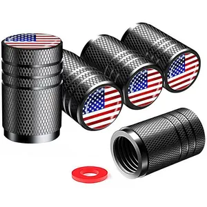 5PCS Aluminum Tire Valve Caps – Universal Valve Stem Covers (Black)