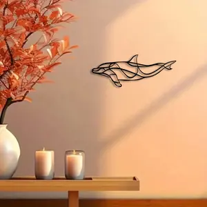 1pc Dolphin Sculpture Metal Wall Art, Marine Statue Mural, Perfect for Outdoor, Garden, Marine Wall Decor, Ideal Gift for Ocean Lovers