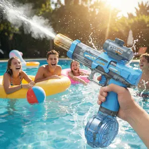 Rechargeable Electric Water Shooter for Children and Adults, Clear Automatic Water Gun with LED Illumination and Splash Sound Effects, High-Power Long-Range Summer Outdoor Pool & Beach Toy for Boys and Girls