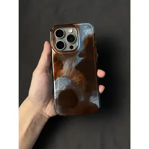 coffee color leopard Phone Case for use with iphone 17 air 16 pro max 15 plus 14 pro 13/12/11 Gradient cheetah print phone cases for girlies aesthetic luxury phone case creative design