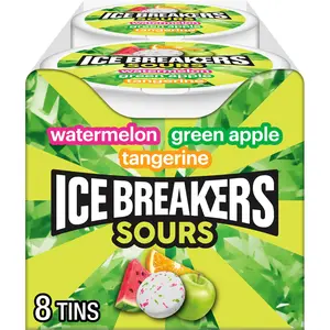 ICE BREAKERS Sours Assorted Fruit Flavored Sugar Free Mints Tins, Halloween Candy, 1.5 oz (8 Count)