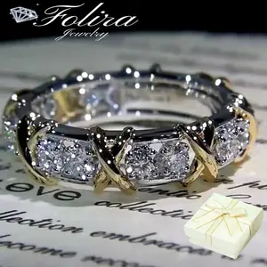 cross cubic Zirconia Promise Ring Ring Engagement Promise Eternal women's irregular Zircon ring