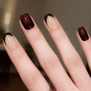 Grunge Glam Semi Cured Gel Nail Strips 20+6 Individual Trial Strips | Dark Leopard Tortoise French | Includes 6 Extra Strips to Try | 5-Min UV Cure | OAUEE