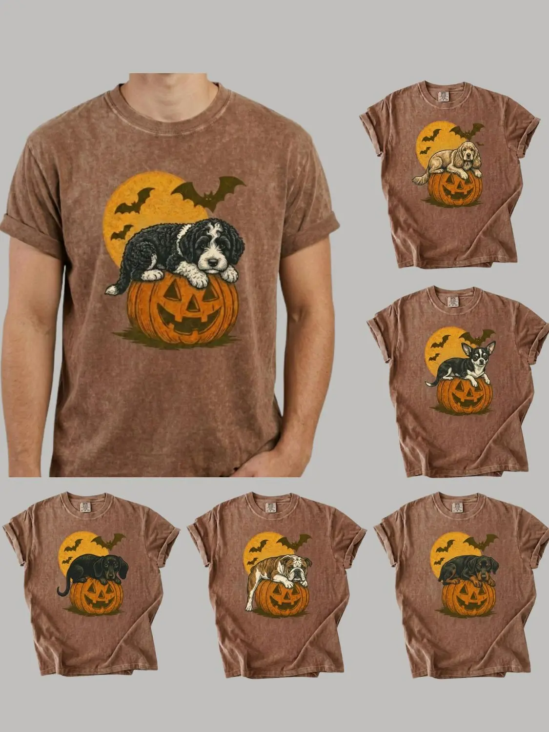 Cute 30+ Dog Breeds Pumpkin Graphic Shirt Vintage Fall Halloween Gift