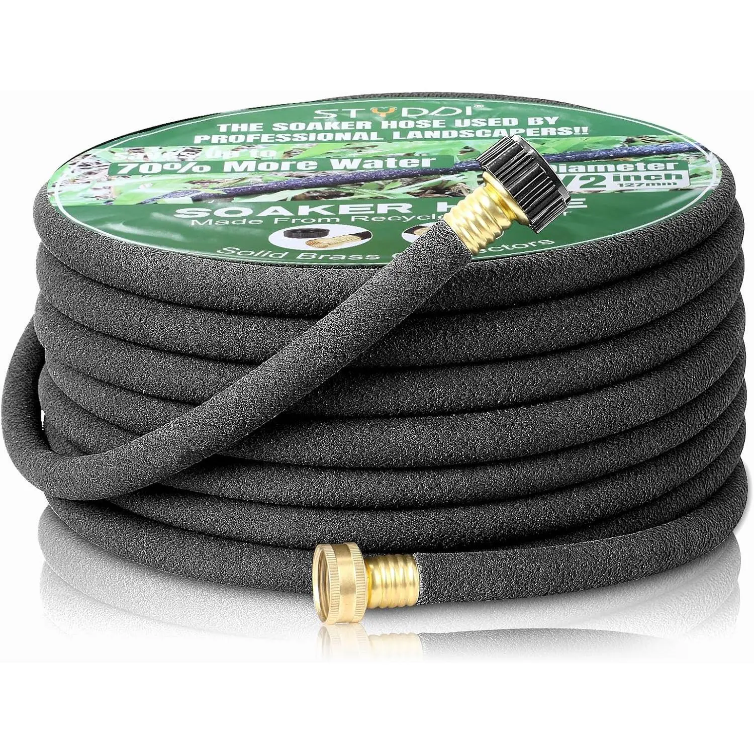 Soaker Hose, 1/2" x 100 FT Round Rubber Garden Soaker Hose, Heavy Duty Water Seeper Soaker Hoses for Foundation Watering, Garden Beds, Garden, Lawn and