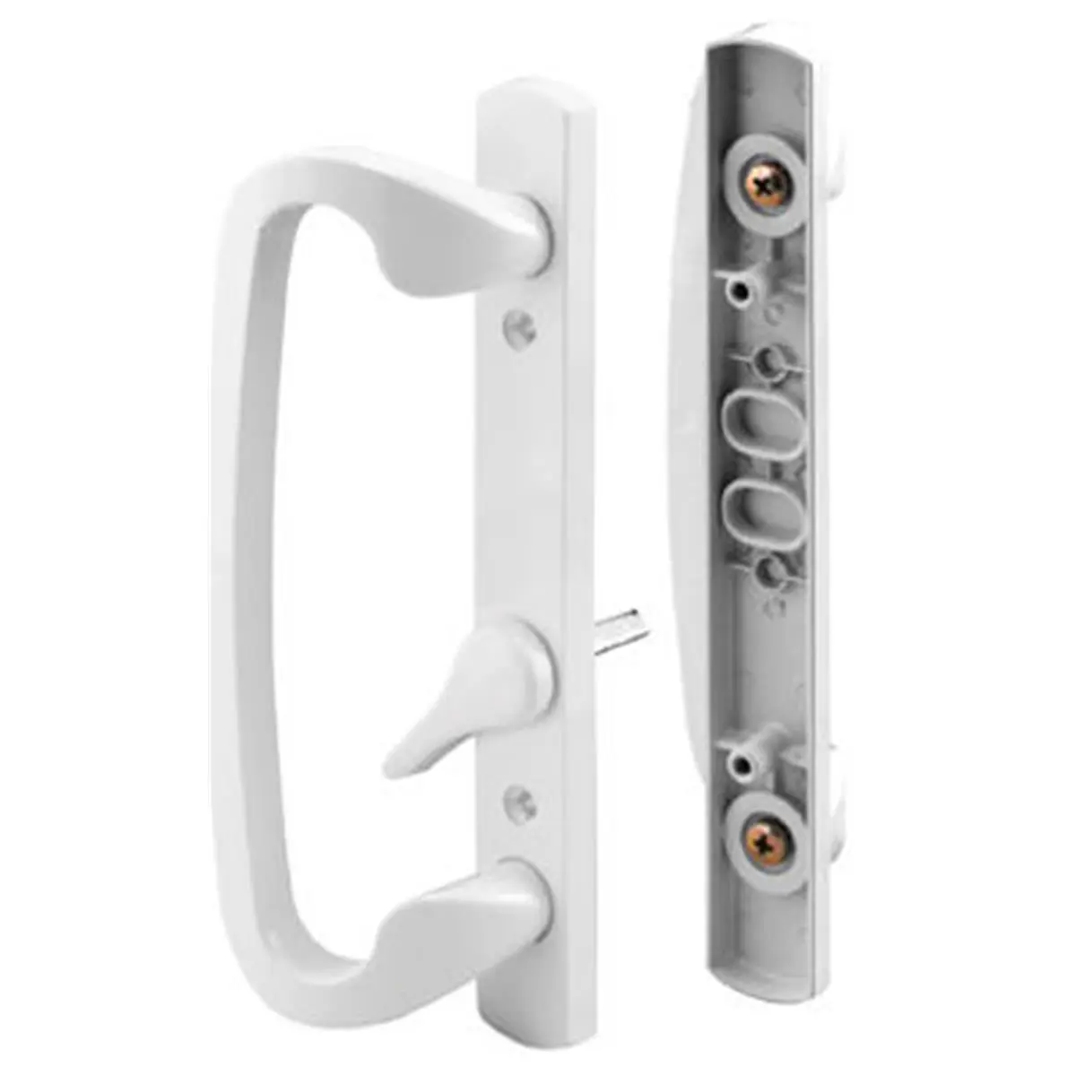 212 MAIN Sliding Type Patio Door Handle Set - Model 144078, White, Diecast Metal, Painted Finish, Sliding Door Hardware