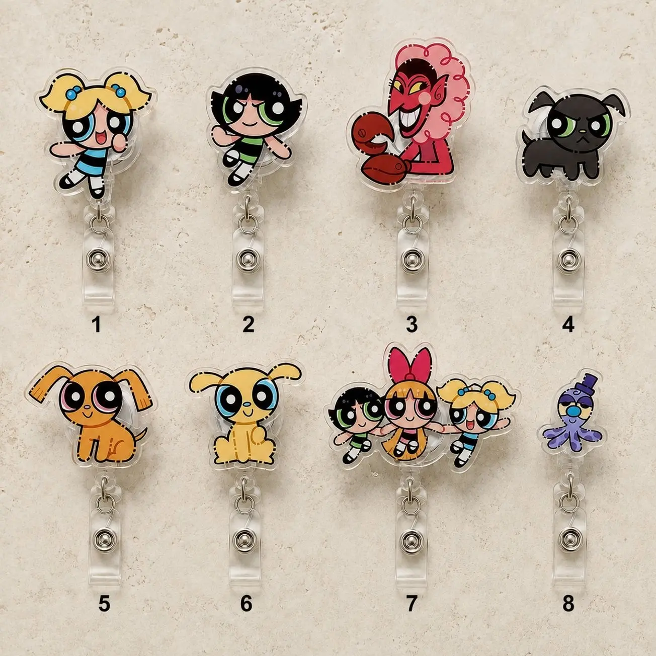 Vintage Powerpuff Girls Blossom Bubbles Buttercup Cartoon Cute Retractable Badge Reel Nurse Teacher ID Holder