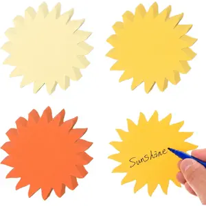 120 Pieces 4 Inch Double Sided Paper Sun Shape Cardstock Die Cuts Sunshine Cutouts for Bulletin Board Classroom Summer Wall Party Home School Craft Decoration Supplies
