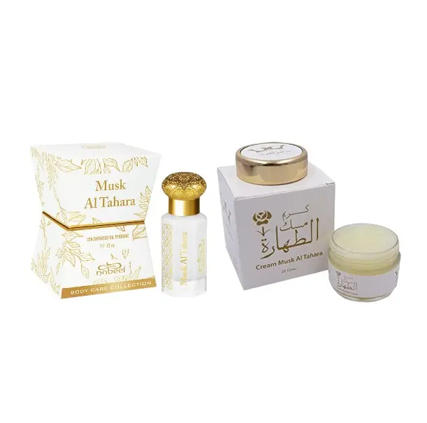 Nabeel Musk Al Tahara Concentrated Oil + Hamil Al Musk Cream | Unisex Fragrance | Rhubarb-Rose & Tonkabean Notes