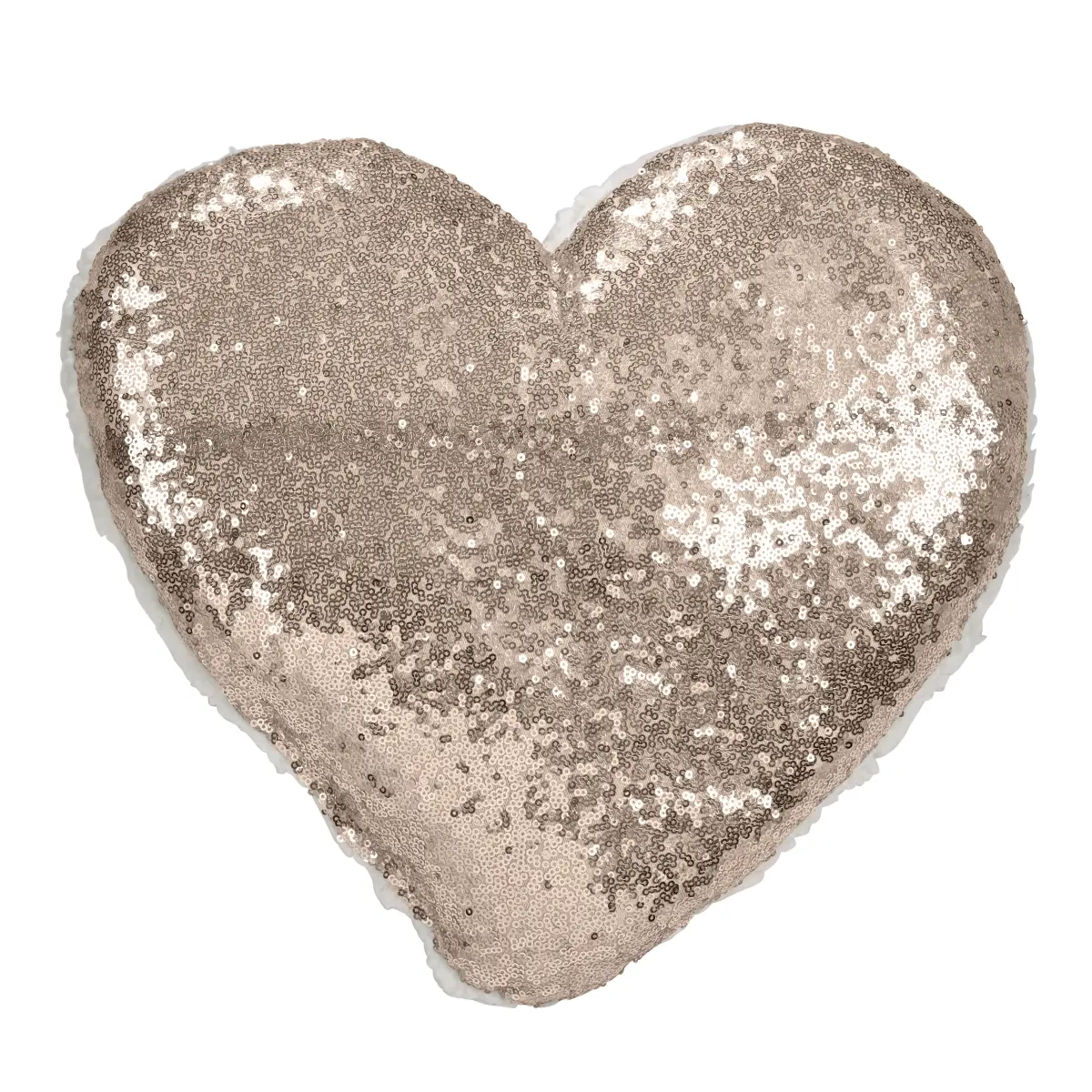 SARO 1607.CH1314B 13 x 14 in. Rectangle Heart Sequin Pillow with Poly Filled Champagne