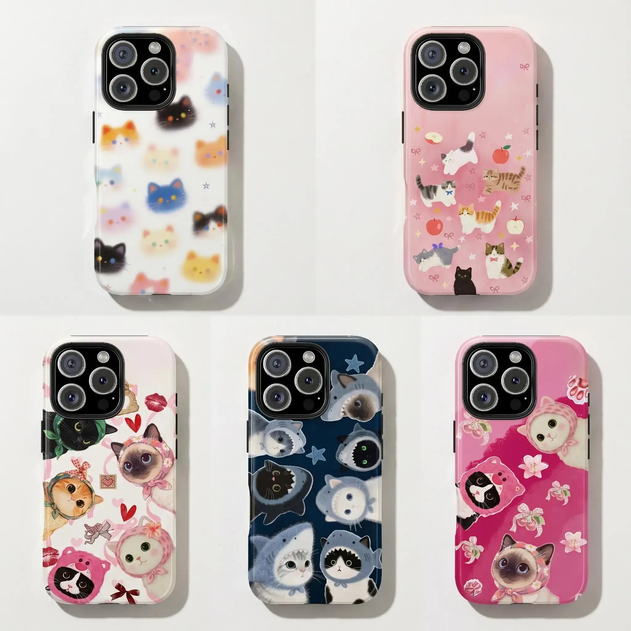 Kawaii Cat Face Phone Case for iPhone 17 Pro Max & More