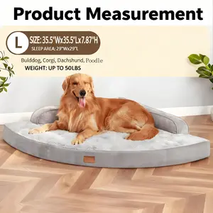 Orthopedic Dog Bed for Extra Large Dogs Egg-Crate Memory Foam Dog Beds with Removable Washable Cover, Waterproof Pet Beds with Non-Slip Bottom, Grey