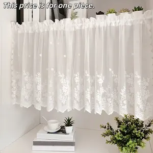 1PC Lace Floral Coffee Curtain, Simple Sweet Lace Mini Curtains, Window Drapery for Kitchen Restaurant, Door Decor, Cabinet Privacy, Lace Valances for Windows