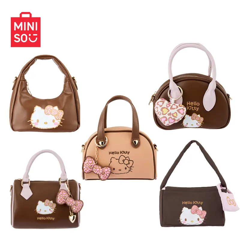MINISO SR Family Leopard Print Bag Collection, Perfect Valentine's Day Gift, Chic Bowling Bag, Versatile Tote, Structured Boston Bag, Trendy Underarm Pouch & Compact Dumpling Bag, Fashion Daily & Travel Essentials[back to school]
