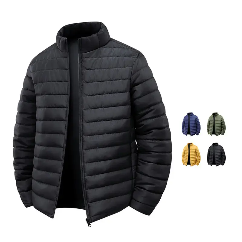 Men’s solid-color stand collar jacket for autumn/winter – versatile warm jackets available in multiple colors, suitable for commuting, outdoor activities, layering, and outings in fall/winter