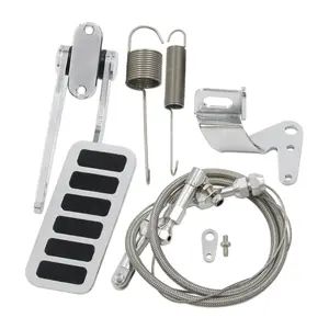 Street Hot Rod Aluminum Universal Gas Pedal + 24" SS Throttle Cable & Spring Set