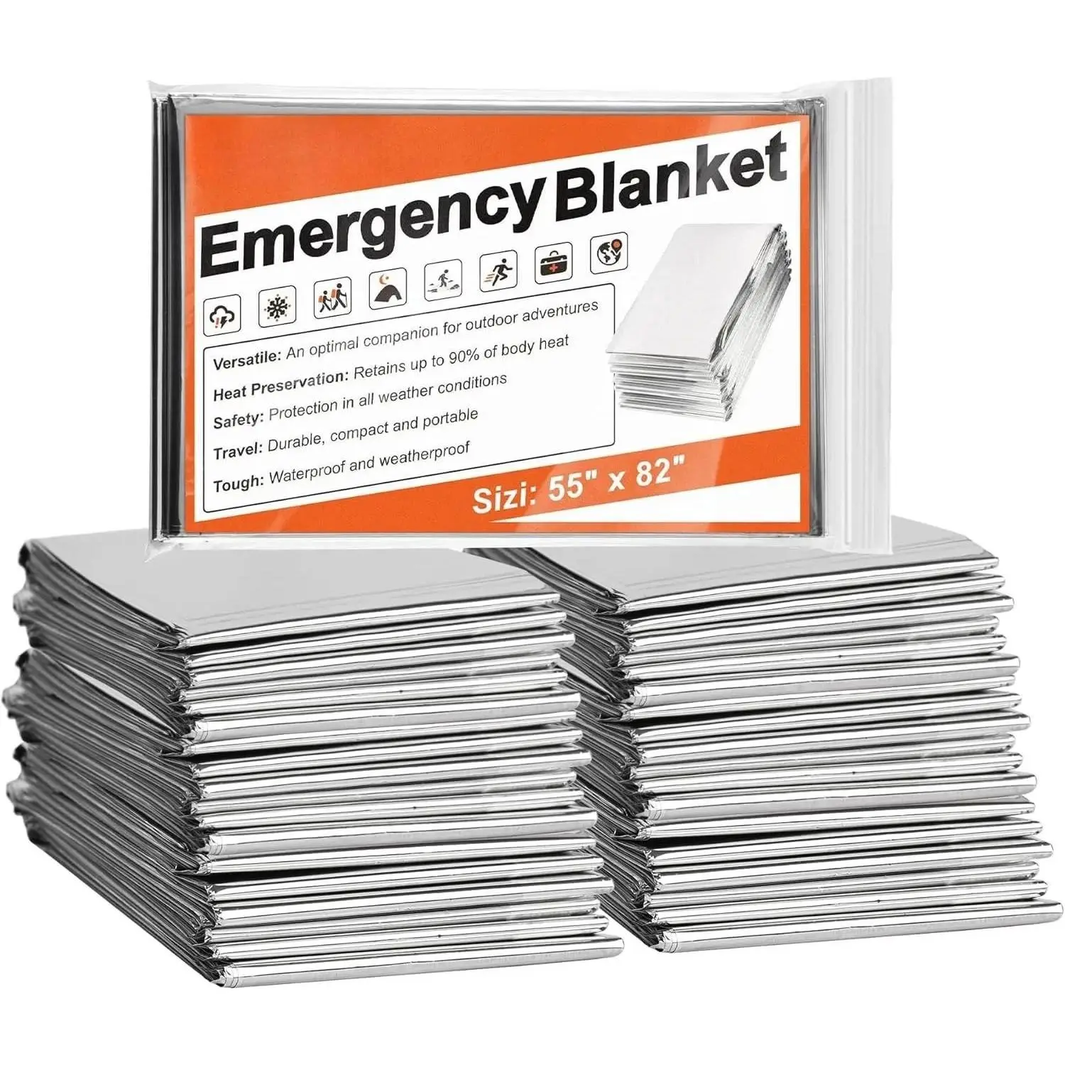 6 Pack Emergency Mylar Blanket, Emergency Blanket Space Blanket Survival Rescue Insulating Reflective foil kit Outdoors Hiking Camping Blanket Perfect for Outdoors, Hiking, Camping Survival