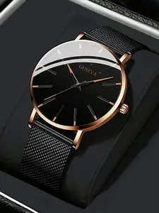 1-piece set of fashionable and casual business watch, simple and fashionable men's quartz watch set