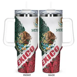 40oz Tumbler, Stainless Steel Cup, Insulated Water Cup, Insulated and Durable, Designs In The Style Of The Mexican National Emblem, Great Gifts For Families, Friends And Lovers Of Mexican Culture, Ideal for hot or cold beverages, Reusable Tumbler