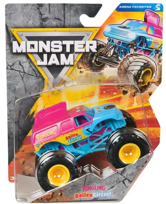 Monster Jam 2025 Ringling Bailey Circuit 1:64 Die-Cast Truck – Series 44 Arena Favorites with BKT Tires, Ages 3+